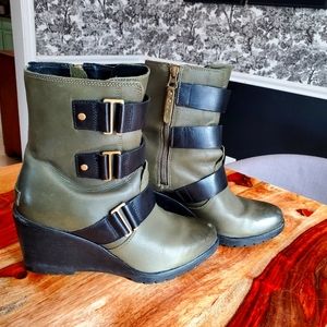 Sorel wedge moto boots, size 9